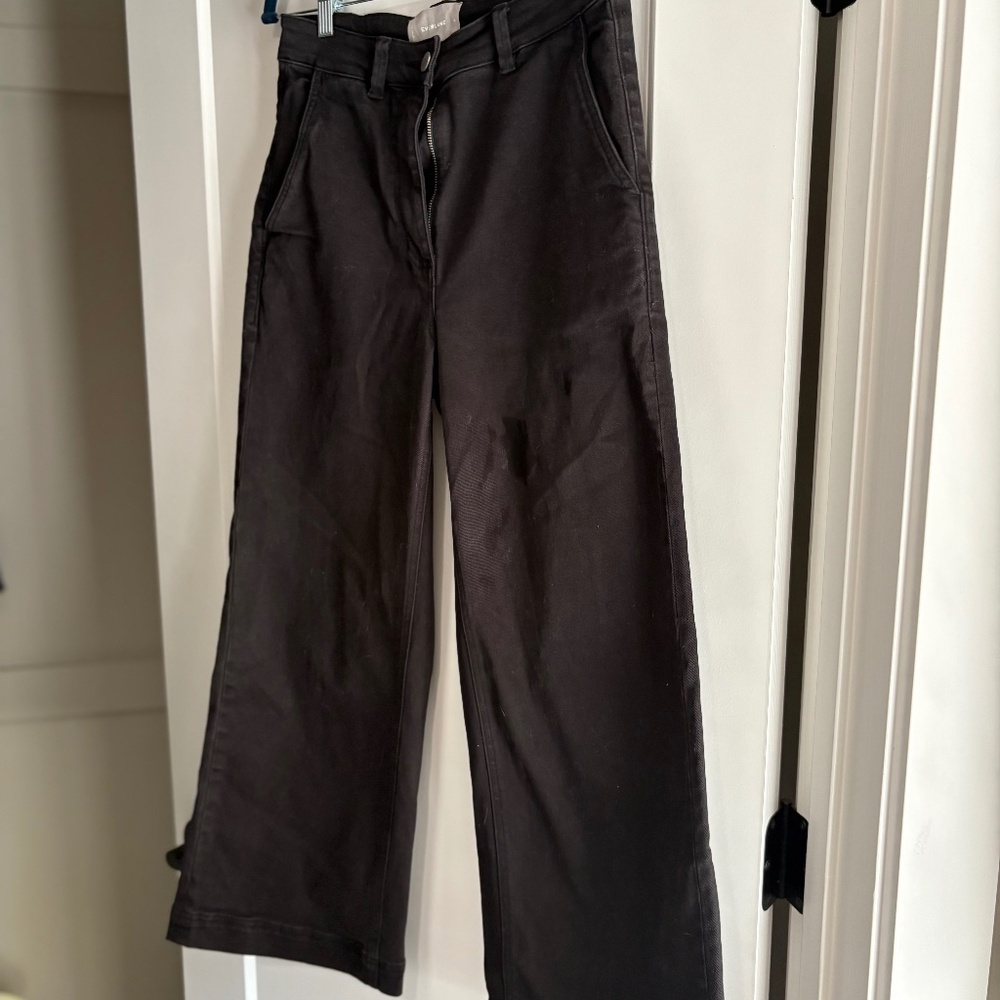 Everlane Cropped Wide Leg Black Jeans